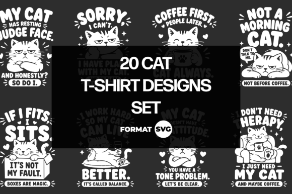 20 Funny Cat SVG Designs for Graphics & T-Shirt Designs