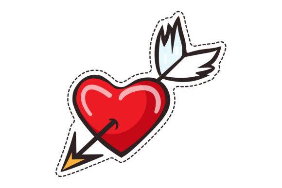 Arrow Heart. Cupid Symbol. Romantic Graphics