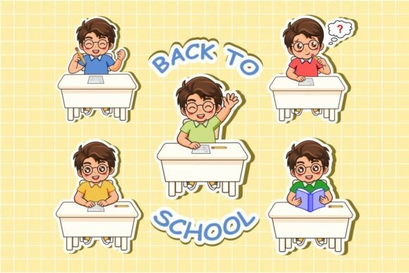 Back to School Student Sticker Set: Graphics & Illustrations for Real Publishing