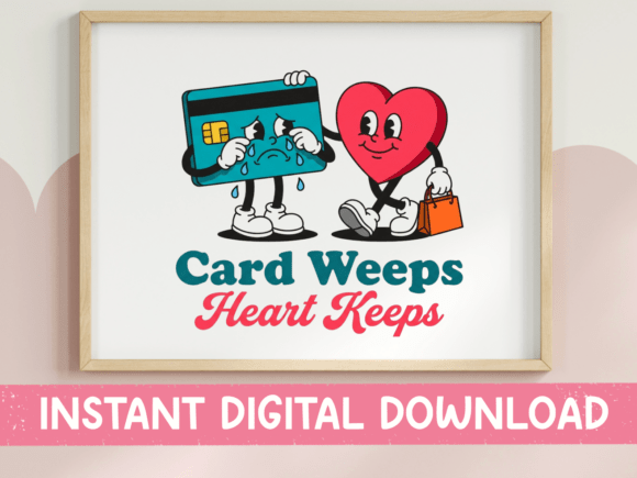 Card Weeps Heart Keeps Retro SVG Graphics