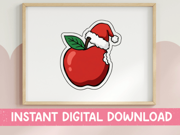 Christmas Apple Santa Hat SVG for T-Shirt Designs