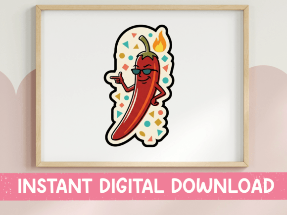 Cool Chili Pepper Character Sticker: Graphics for T-Shirt Designs