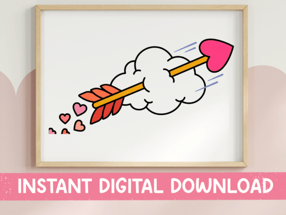 Cupid Arrow Heart Cloud Sticker Graphics