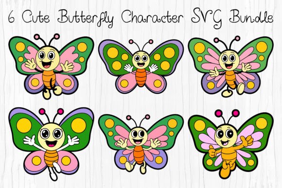 Cute Butterfly Character SVG Bundle: Graphics for Creative Selling