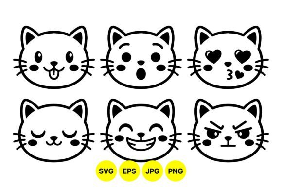 Cute Cat Emoji Faces Svg: Graphics for Creative Sellers