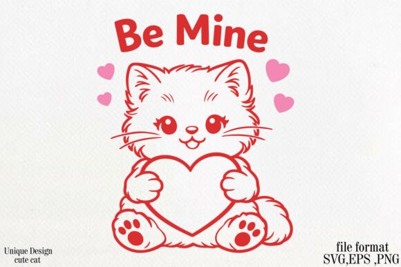Cute Valentine's Day Cat SVG PNG for Graphics & T-Shirt Designs