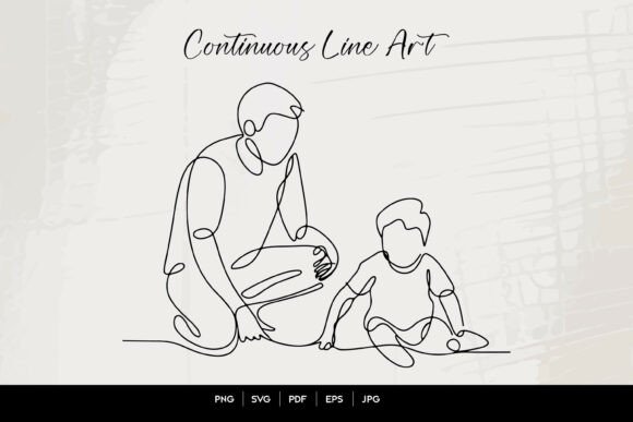 Dad and Son Line Art SVG: Graphics for Family Themes