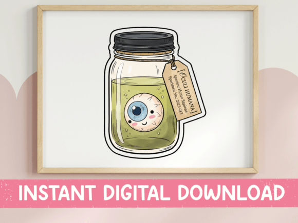 Eye-Catching Eyeball Specimen Jar Sticker Design