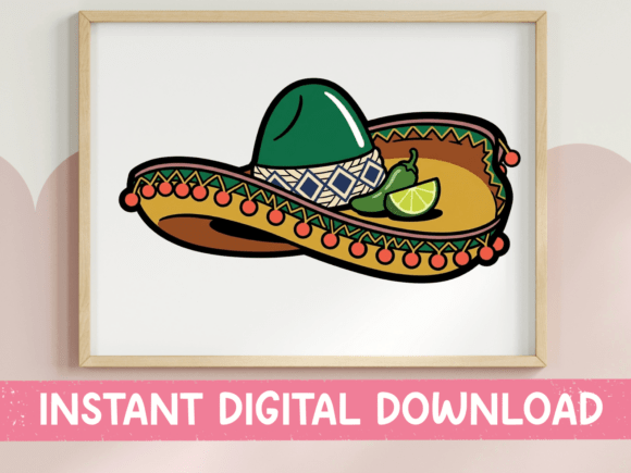 Fiesta Sombrero with Lime Sticker: Graphics for T-Shirt Designs