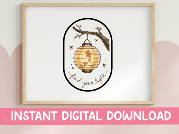 Find Your Light Koi Lantern Sticker: Graphics for T-Shirt Designs