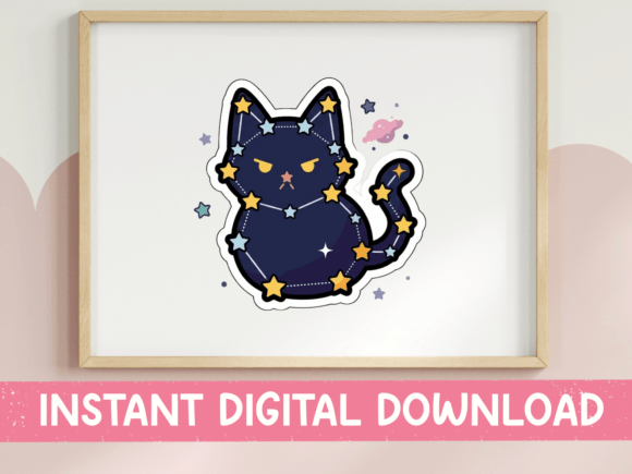 Galaxy Cat Constellation Sticker: Graphics for T-Shirt Designs