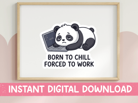 Graphics for T-Shirt Designs: Born to Chill Sleepy Panda Laptop SVG