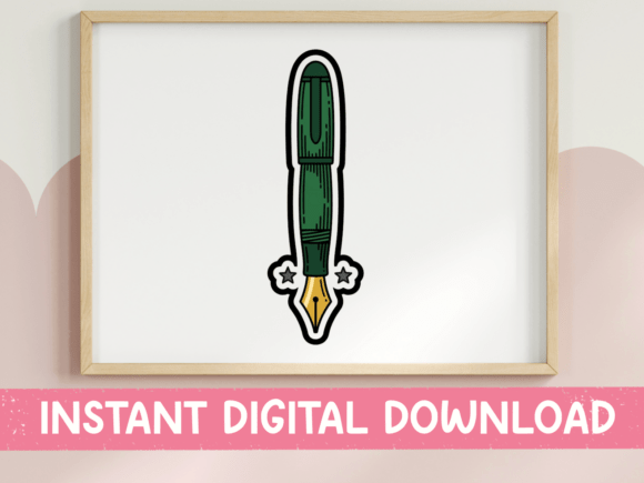 Green Rocket Fountain Pen Sticker Graphics