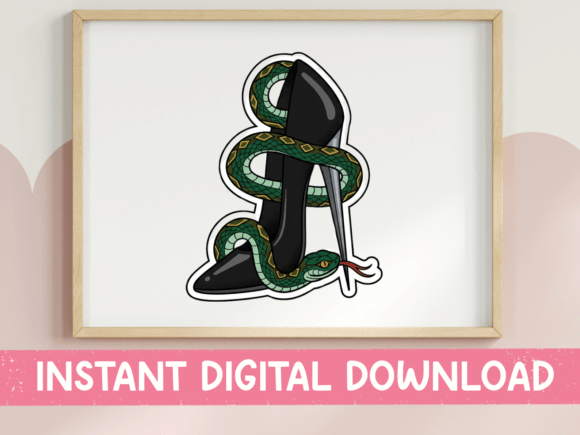 Green Snake Wrapped Dagger Sticker Graphics for T-Shirt Designs