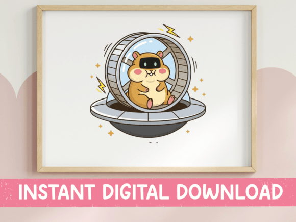 Hamster in UFO Funny Kawaii SVG: Graphics for T-Shirt Designs