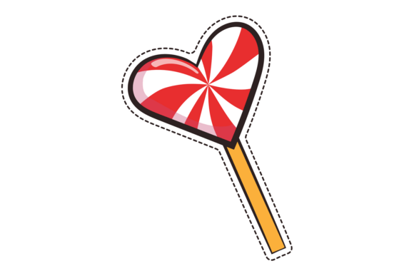 Heart Lollypop. Glossy Sweet Candy Graphics