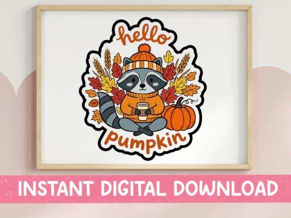 Hello Pumpkin Raccoon SVG: Graphics for T-Shirt Designs