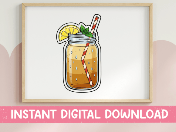 Iced Sweet Tea Mason Jar Sticker: Graphics for T-Shirt Designs