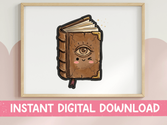 Kawaii Spell Book Sticker Design Graphics