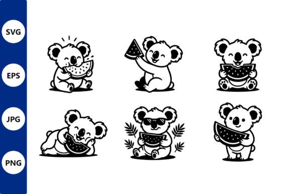 Koalas Watermelon Vector Art Sticker
