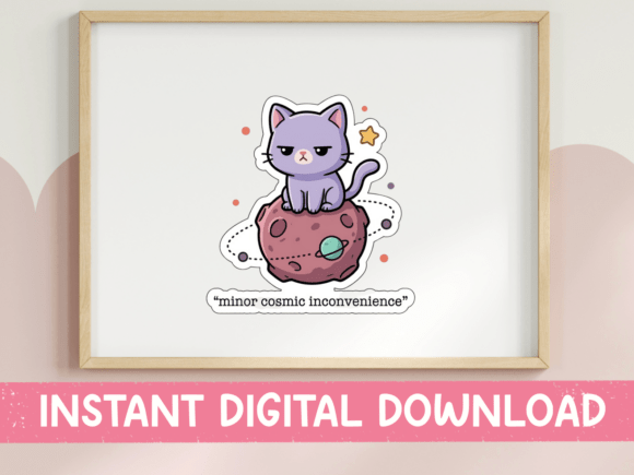 Minor Cosmic Inconvenience Cat Sticker: Graphics for T-Shirt Designs