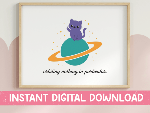 Orbiting Nothing in Particular Cat SVG: Graphics for T-Shirt Designs