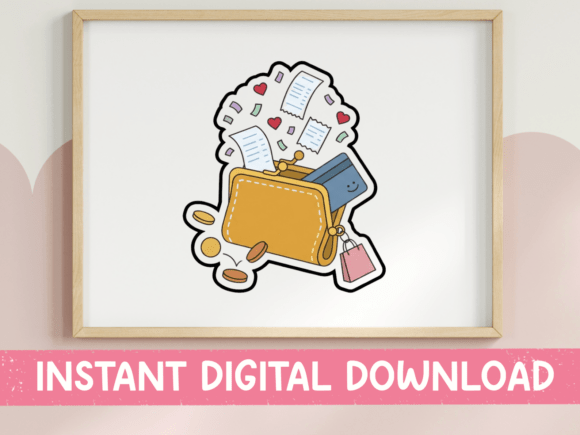 Overflowing Wallet with Receipts Sticker Graphics