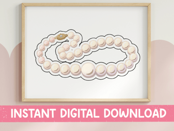 Pearl Necklace Strand Sticker Graphics for T-Shirt Designs