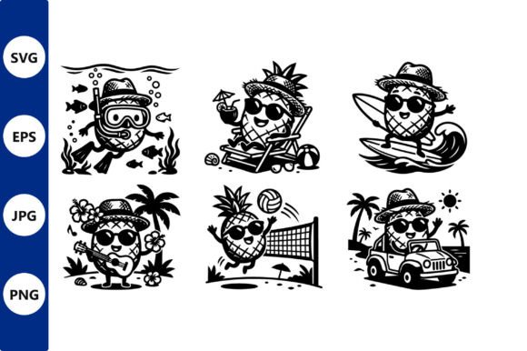 Pineapple Vacation Sticker Pack: Graphics for Summer Branding