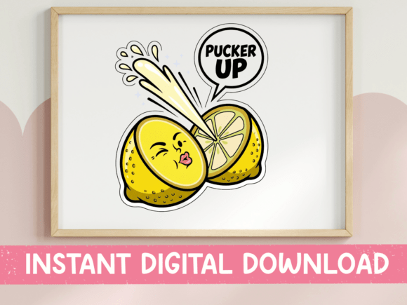 Pucker Up Funny Lemon Sticker Design: Graphics for T-Shirt Designs