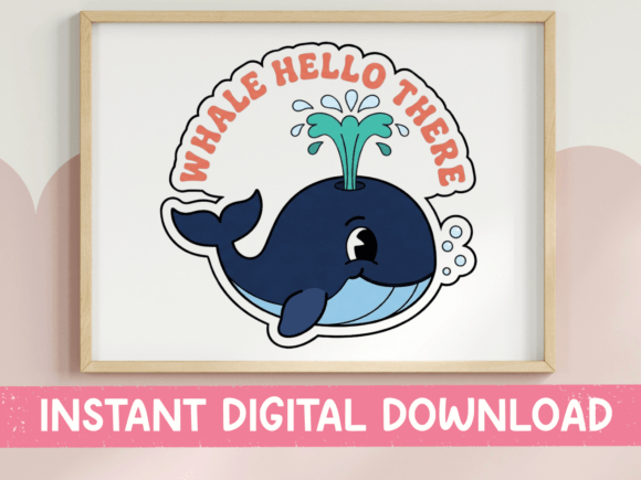 Whale Hello There Cute SVG: Graphics for T-Shirt Designs