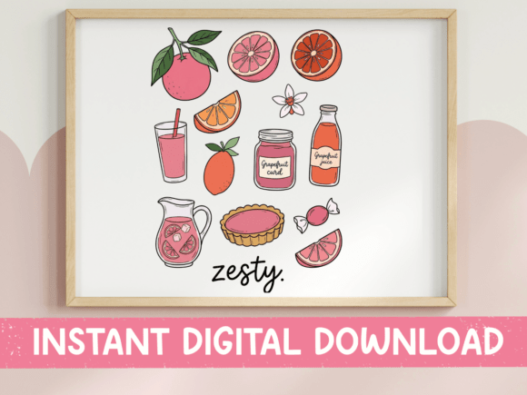 Zesty Grapefruit Illustration Sticker: Graphics for T-Shirt Designs